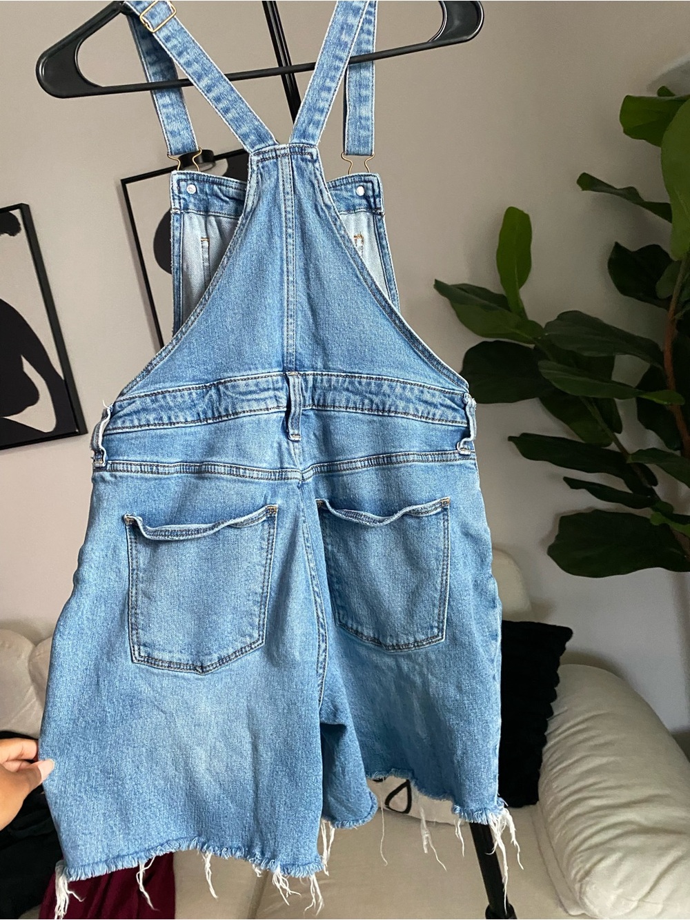 Universal Thread Light Wash Denim Overalls with Adjustable Straps - Picture 6 of 7